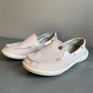 Geckos Man Women Canvas Slip-On Loafers Size 8.5 Arch Support Beige Casual Comfy